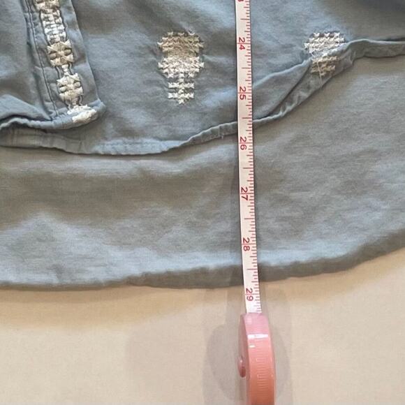 Khaadi Cotton Light Blue Embroidered Button Down 3/4 Sleeve Shirt Size 10 - Picture 10 of 11